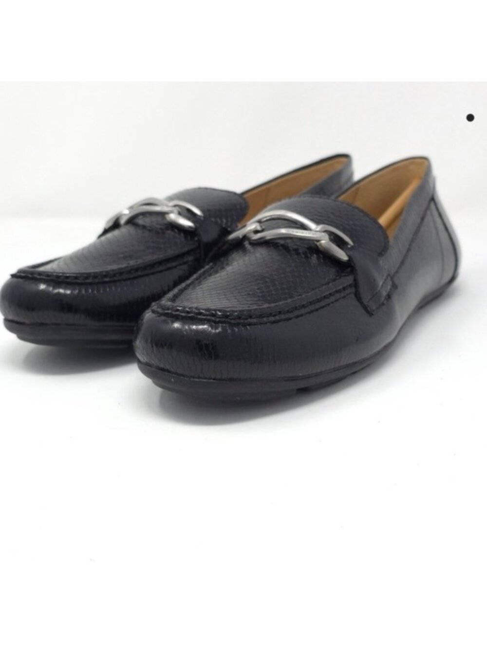 Calvin Klein Women's Lenika Loafer, Black Snake 002, 10M